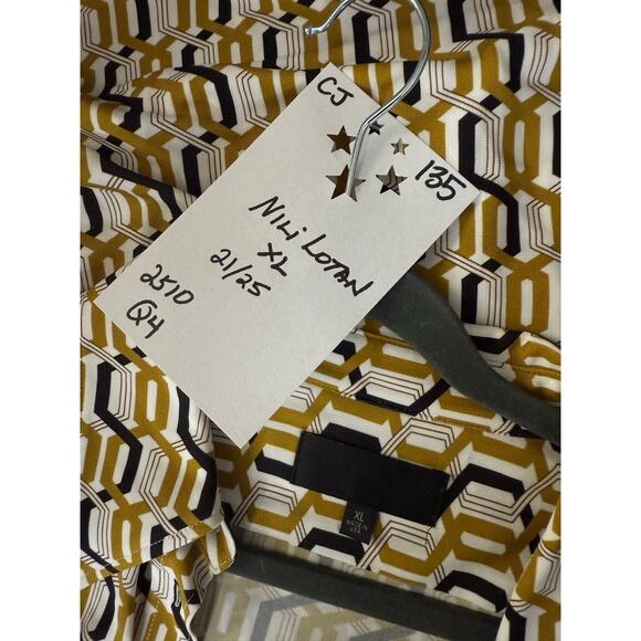 Nili Lotan Blouse Women's XL Geonetric Long Sleeve Buttoned - Picture 3 of 5